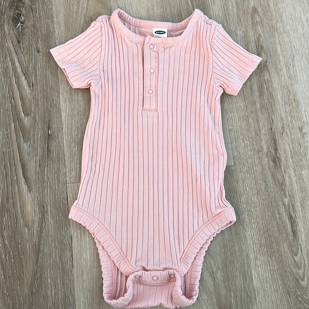 Old Navy short sleeve onesie light pink size 6-12 months
